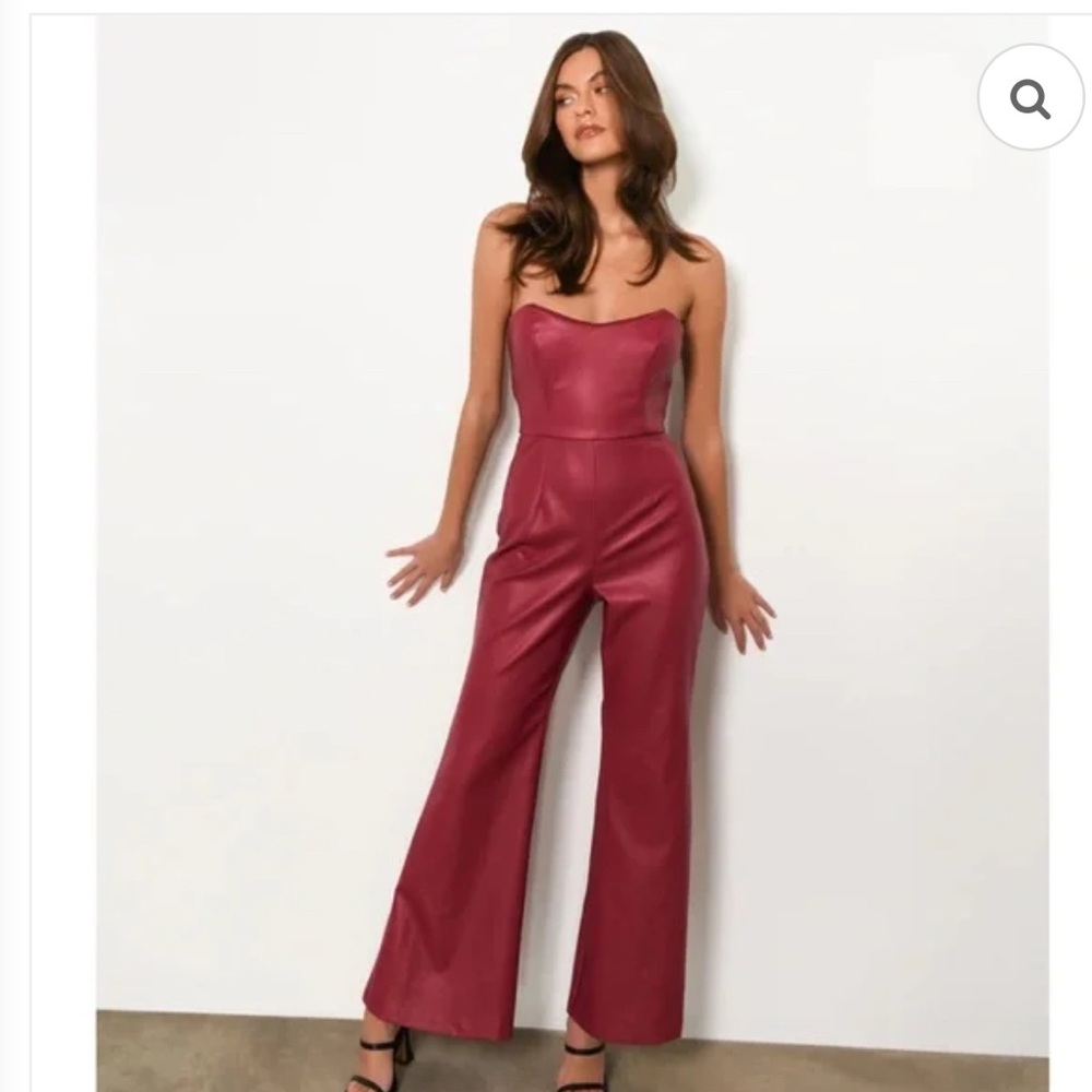Hutch Strapless Jumpsuit FAUX LEATHER size 6